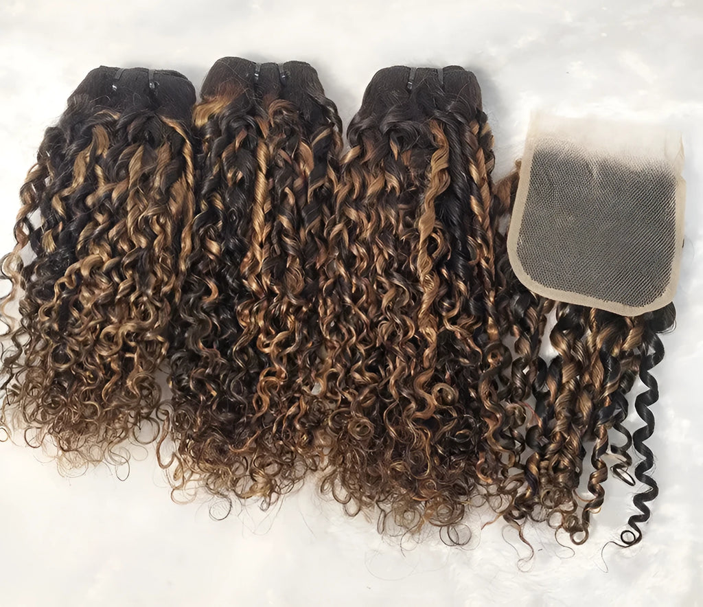 Brazilian real hair lace wig in piano colour with short Qi bangs on a mannequin head