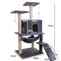 Cat climbing frame with scratching post made from environmentally friendly board in beige colour