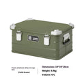 Field green aluminium alloy storage box for camping equipment with 58cm dimensions
