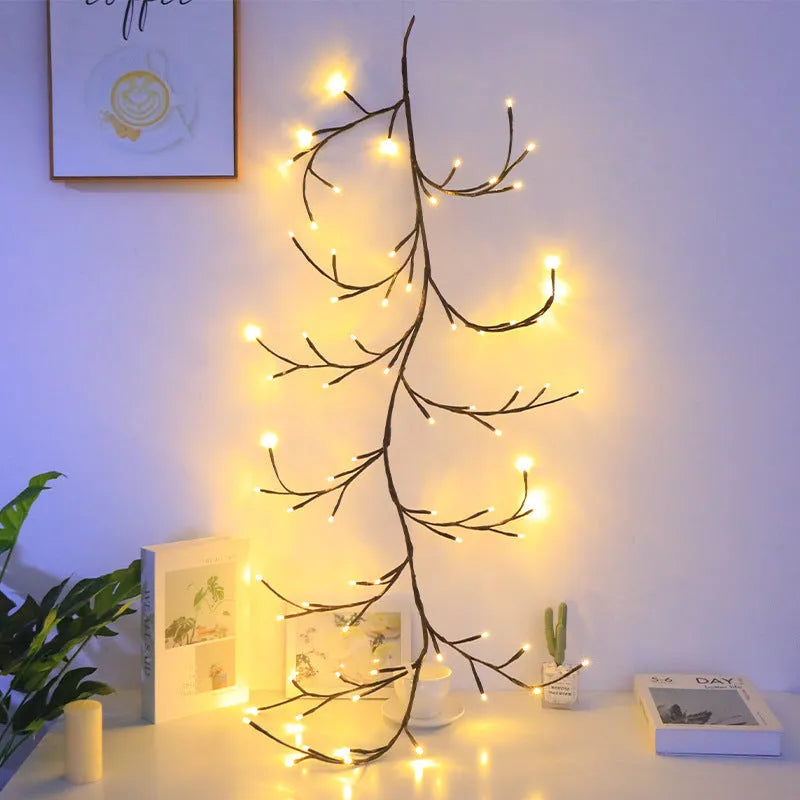 Flexible LED butterfly tree rattan lamp with colour-changing lights and USB power connection