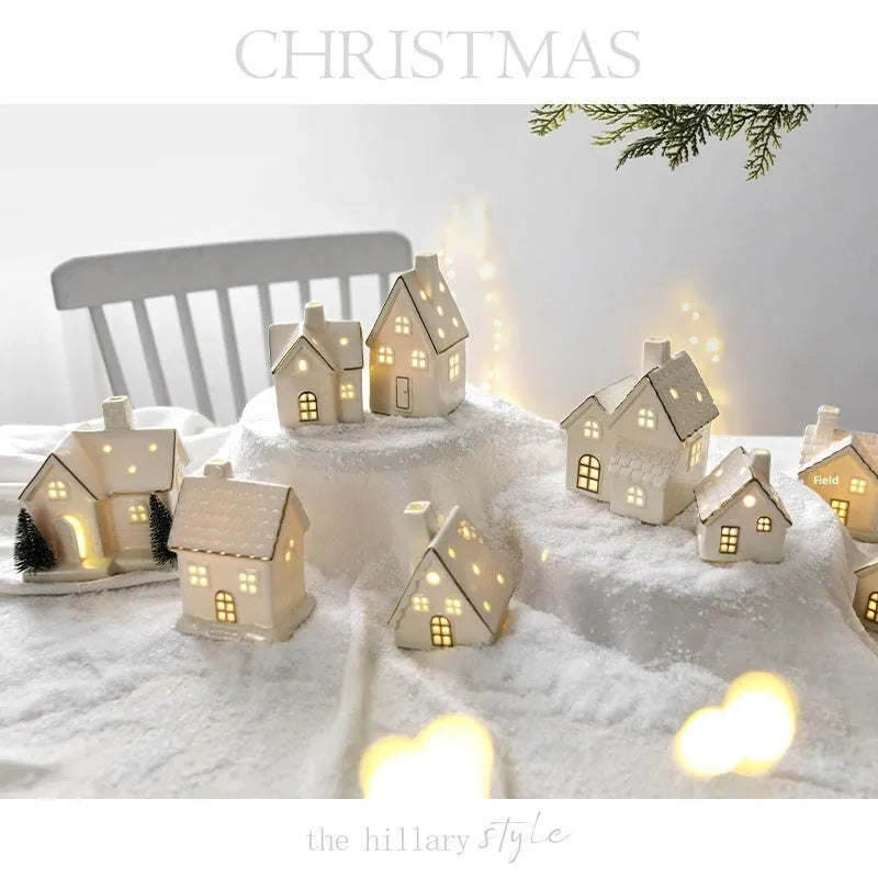 Creative Christmas tree house ceramic ornament in European villa style