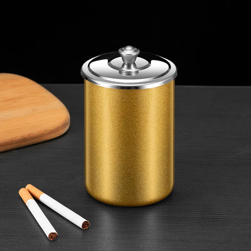 Stainless steel fly ash ashtray with cover in multiple colour options
