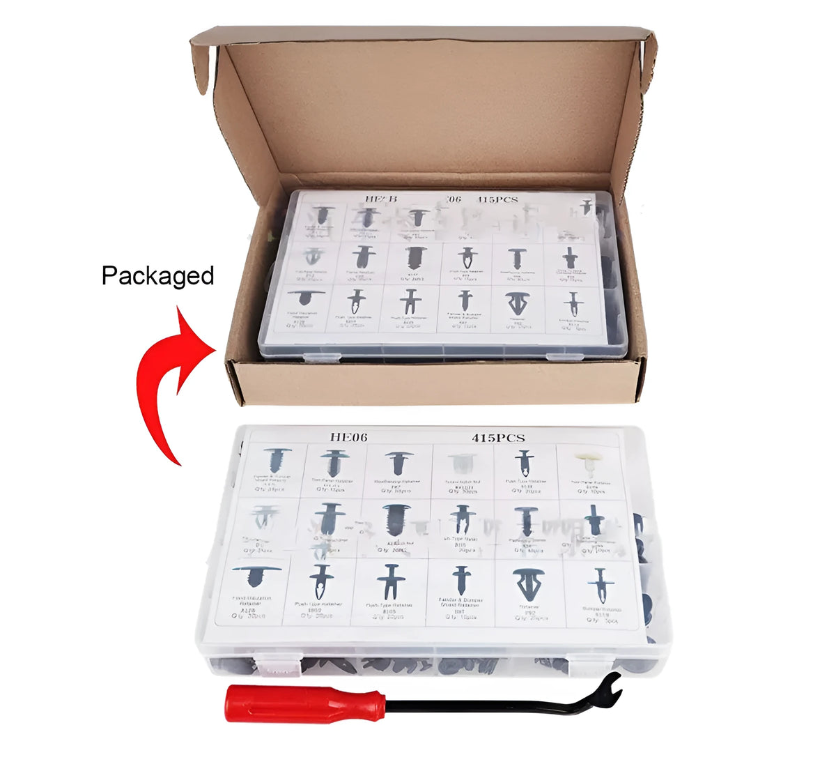 Car door lining retainer clip set 415 pieces in PP bubble bag packaging for Ford General fitment
