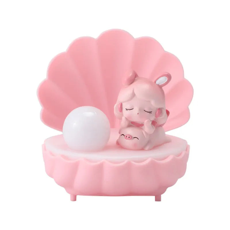 Cartoon animal resin shell star night light in pink, blue, purple, or yellow.