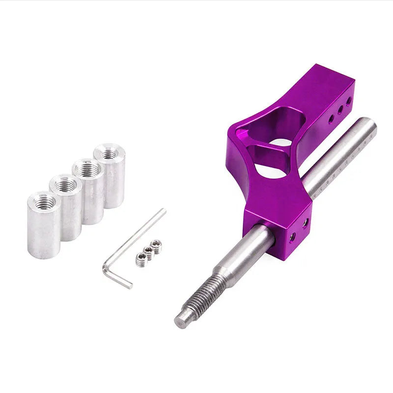 Adjustable gear lever car modification accessory in aluminium alloy and stainless steel on a dark background