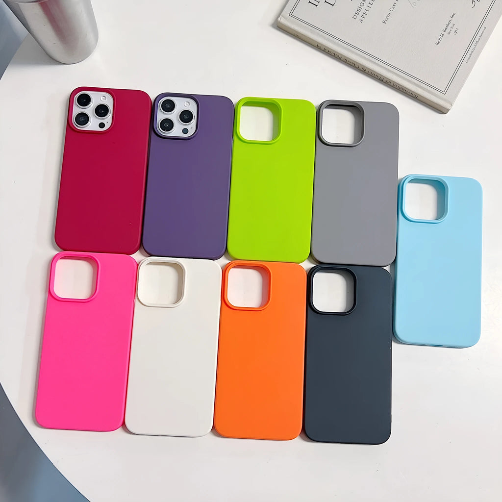 Solid colour half pack TPU matte phone case for iPhone 13 to 16 series with anti-fingerprint finish