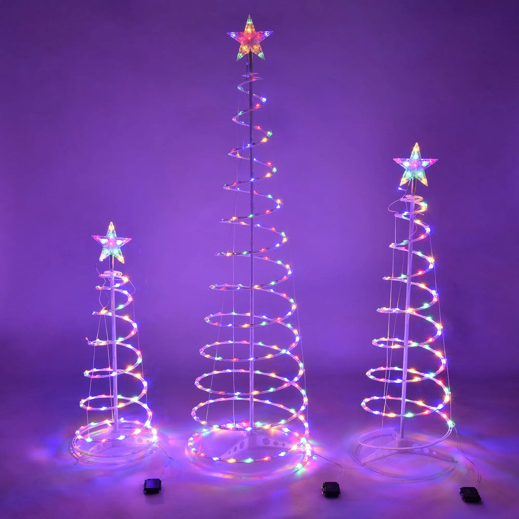 6FT tall LED spiral Christmas tree light with remote control showing colour lighting display