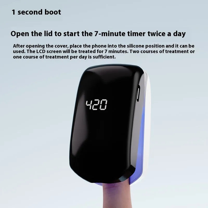 White UV laser light device for auxiliary onychomycosis care with quick-drying UV lamp function
