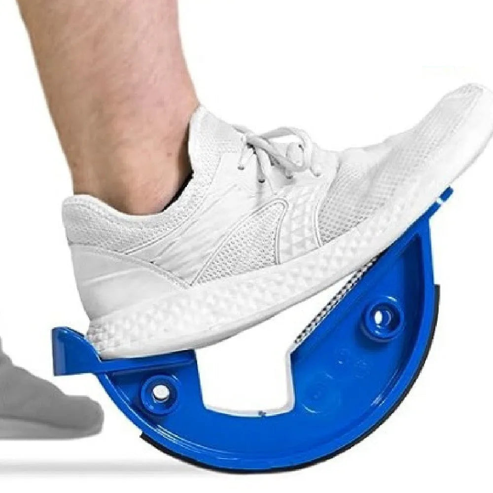 Blue ABS plastic lower leg stretcher with diagonal pedal design for home exercise