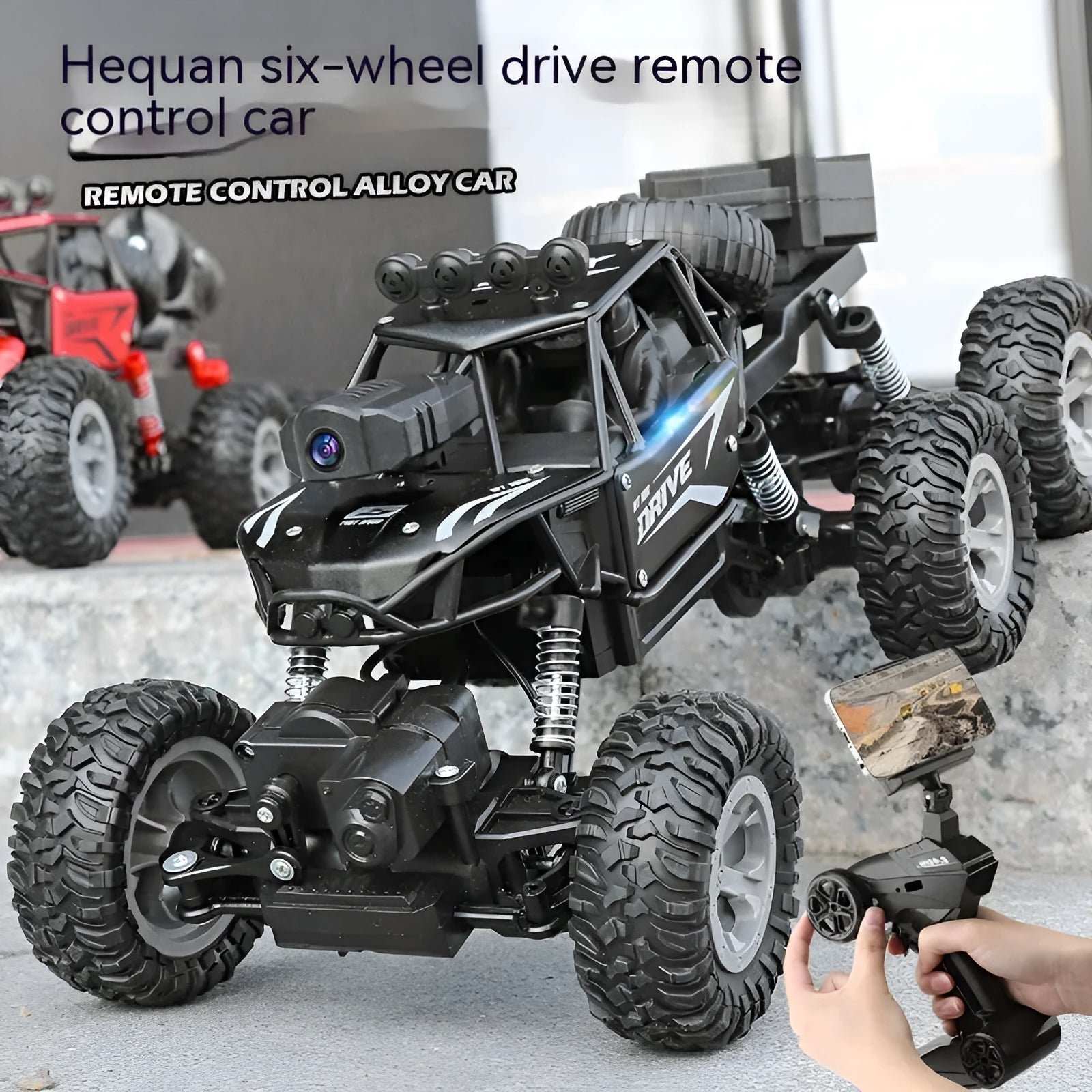 Children's large remote control car in black for climbing and drifting outdoor play