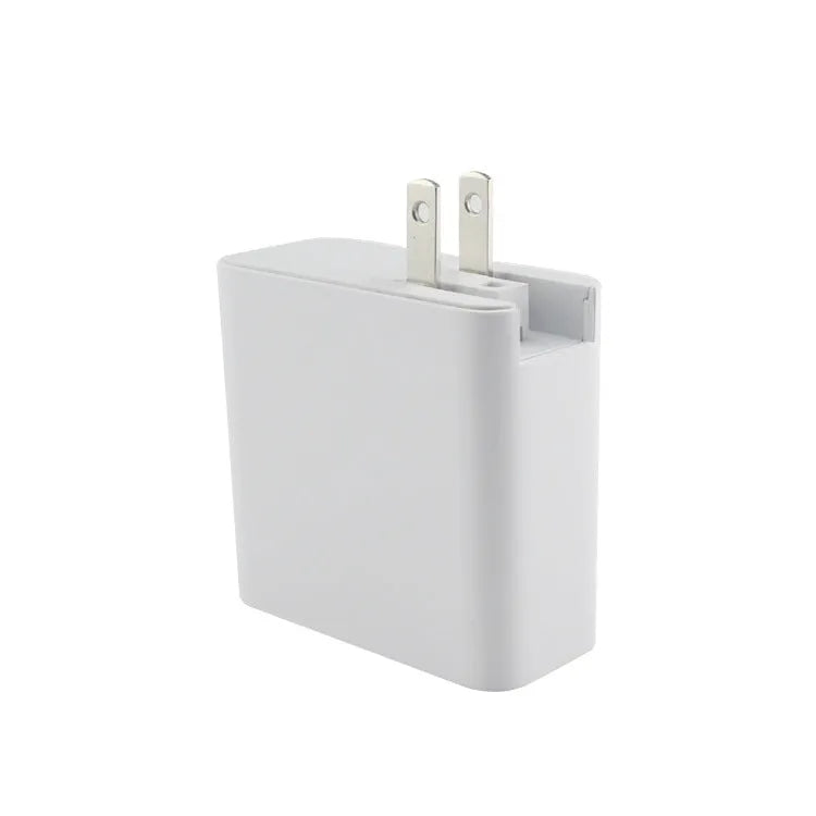Black or white 48W PD charger with four USB-C ports and interchangeable UK, US, EU, AU plugs.