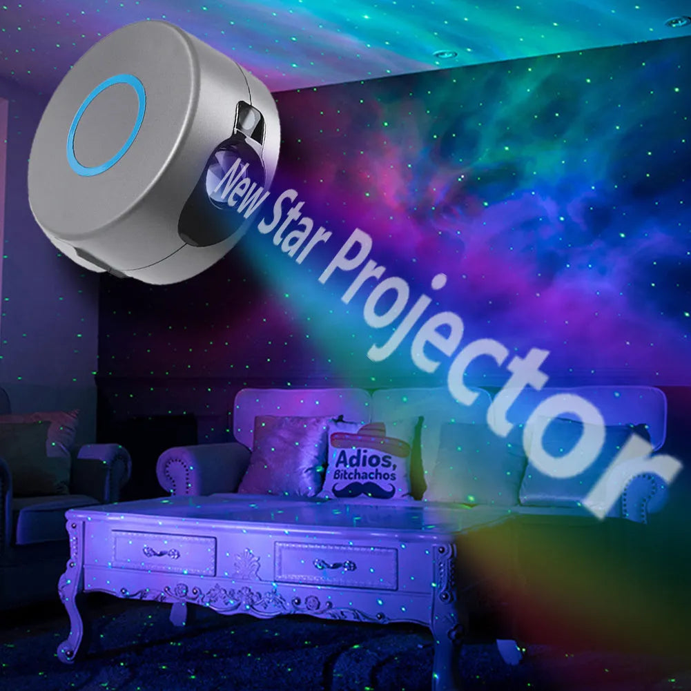 Grey starry sky projection lamp with wireless remote control for indoor atmospheric lighting