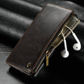 Black PU leather flip phone case for Samsung Galaxy Note9, shown open and closed.