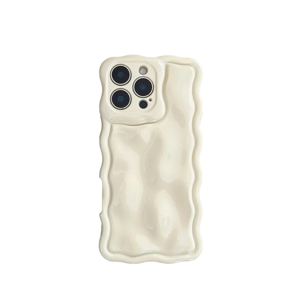 Water ripple TPU iPhone case in light pink with anti-fall and anti-fingerprint finish, oil-filled wave texture