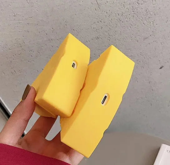 Yellow silicone protective cover for Apple AirPods 1, 2 and AirPods Pro 3 generation wireless earbud cases