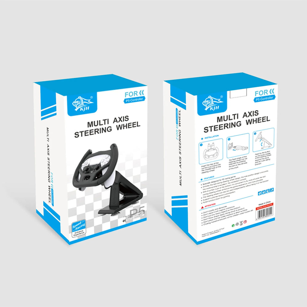 Black ABS plastic gamepad steering wheel bracket with suction cup, holding a mobile phone for gaming.