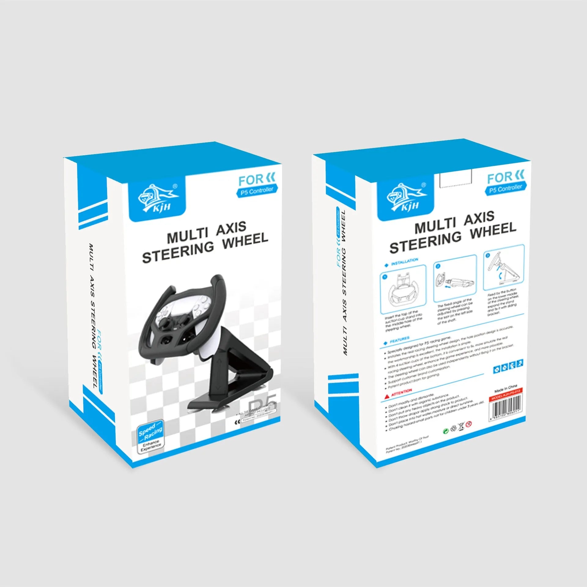 Black ABS plastic gamepad steering wheel bracket with suction cup, holding a mobile phone for gaming.