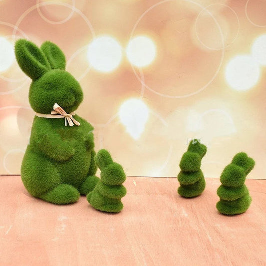 Realistic moss-covered Easter bunny decoration for home, office, and event use