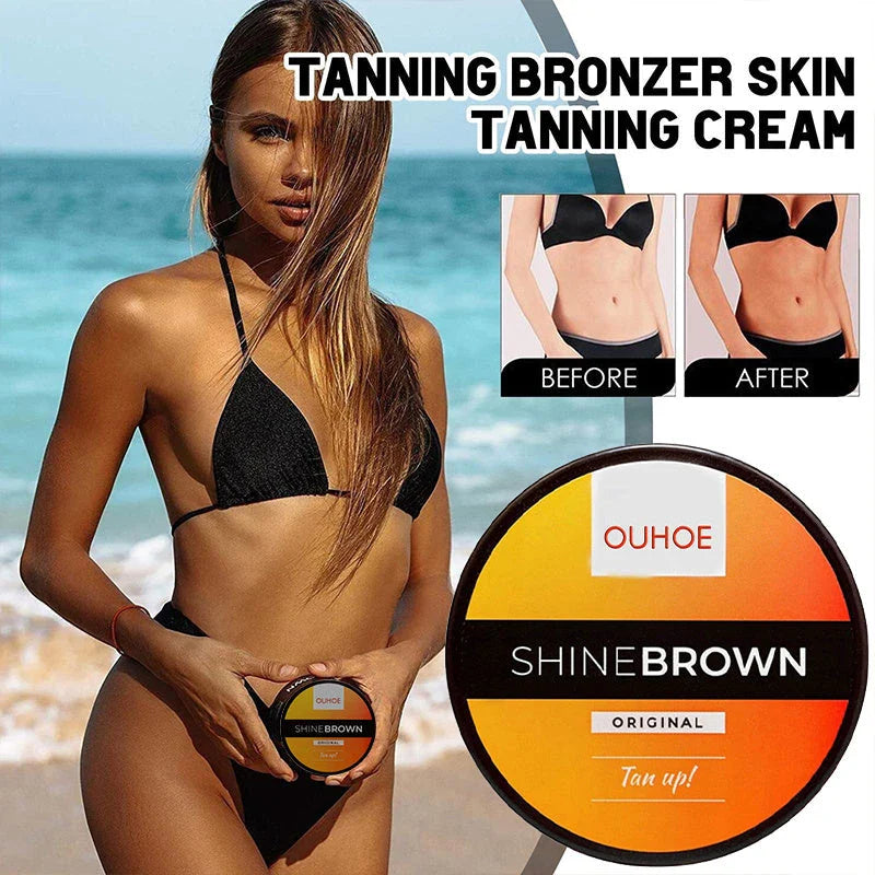 Luxurious tanning gel formula with aloe vera and wheat extracts for a radiant, sun-kissed glow