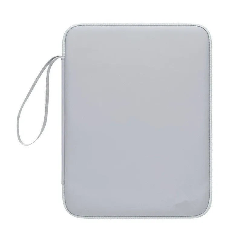 Imitation leather tablet protective case in light grey, shown with a tablet inserted.