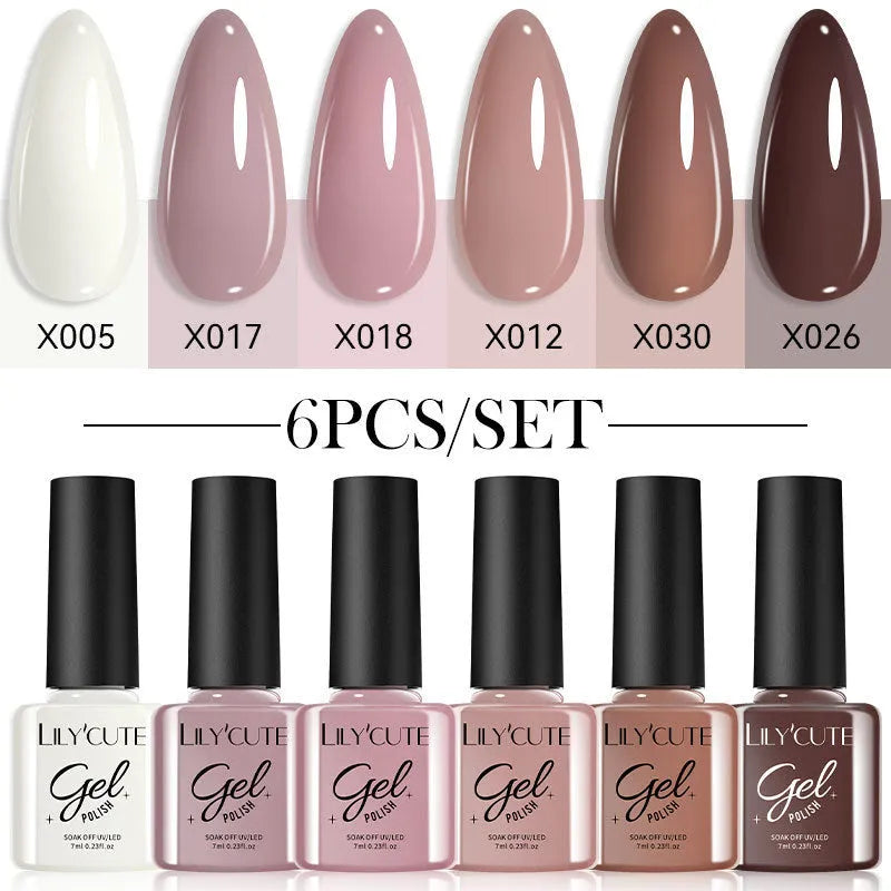 UV gel nail polish kit with 20 bottles in glitter, sequin and nude shades for nail art