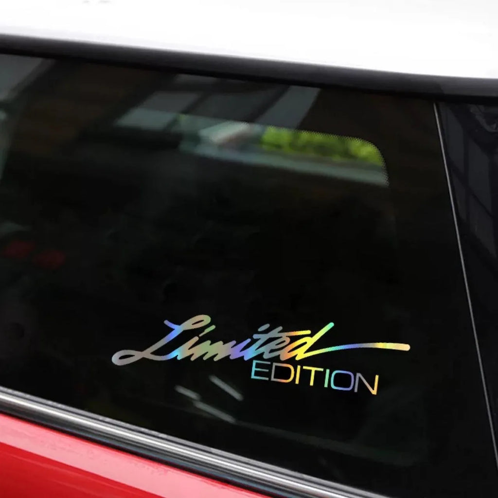 Black laser reflective car sticker with text design on PET material for vehicle windows