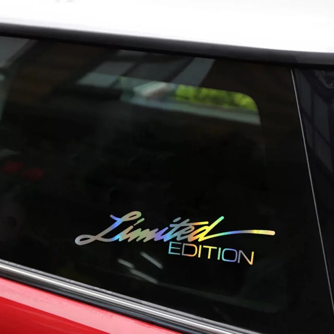 Black laser reflective car sticker with text design on PET material for vehicle windows