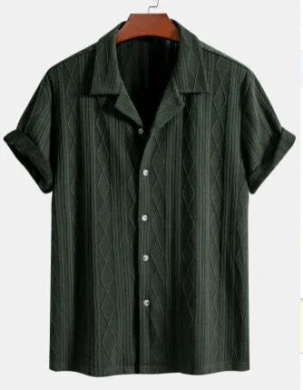 Men's loose short sleeve cardigan in solid colour for summer casual wear