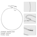 Stainless steel box chain necklace with lock clasp, gold or steel colour, 41-50cm perimeter, simple all-matching design
