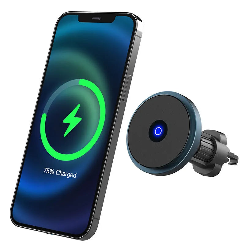 15W magnetic car wireless charger with air vent bracket in aluminium alloy and ABS construction