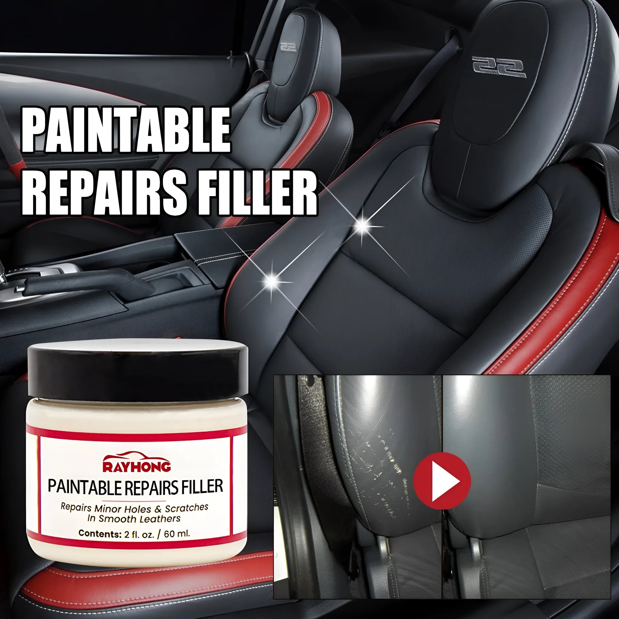 60ml leather repair filling paste in 5cm by 4.4cm container for car seat and sofa scratch restoration