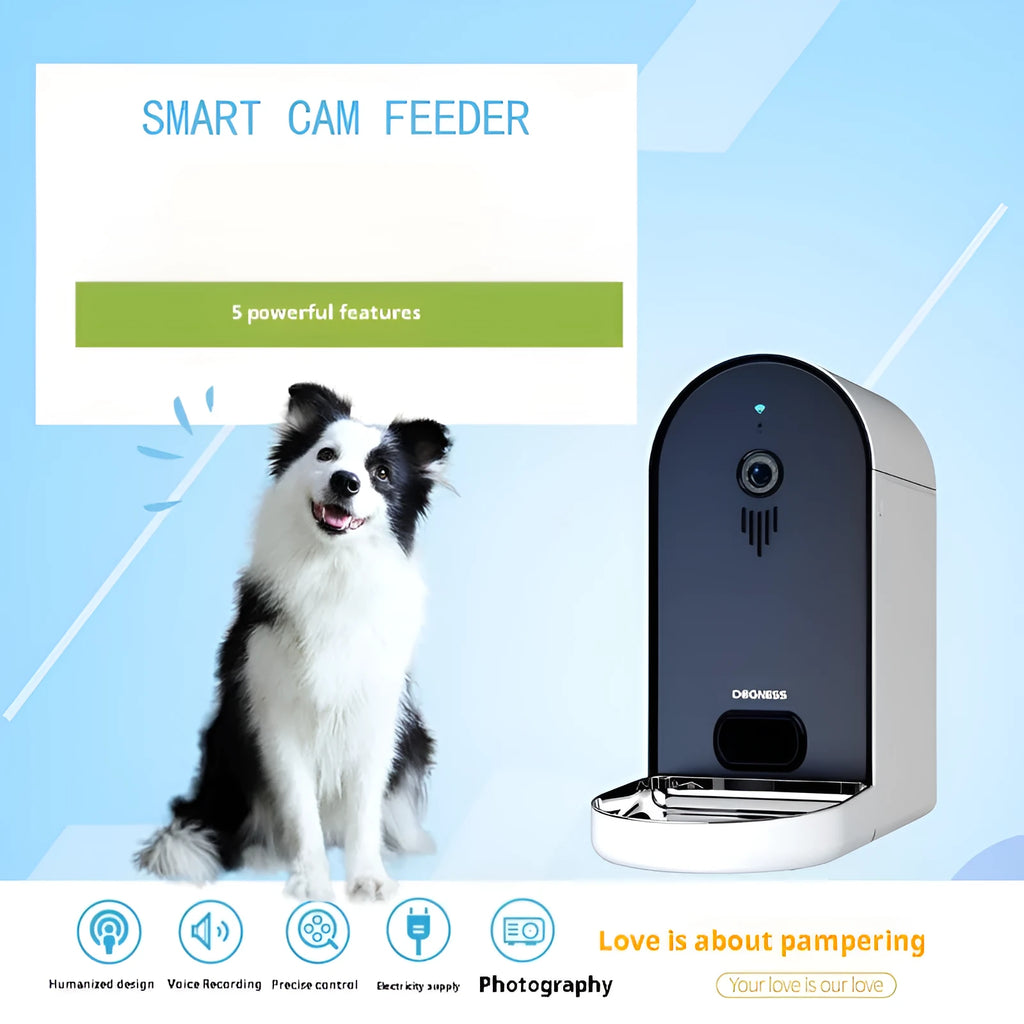 Barbie pink ivory white automatic pet feeder with digital display and remote monitoring