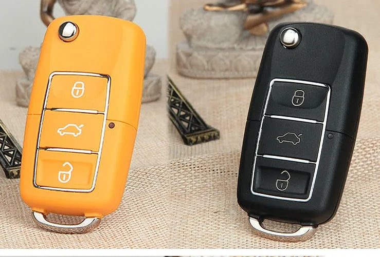 Volkswagen B5 ABS folding key shell in black with key blank and 70x35x16mm dimensions