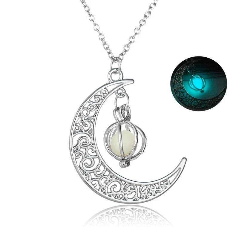 Enchanting Luminous Healing Necklace with Glowing Natural Stone Pendant and Adjustable Bamboo Chain