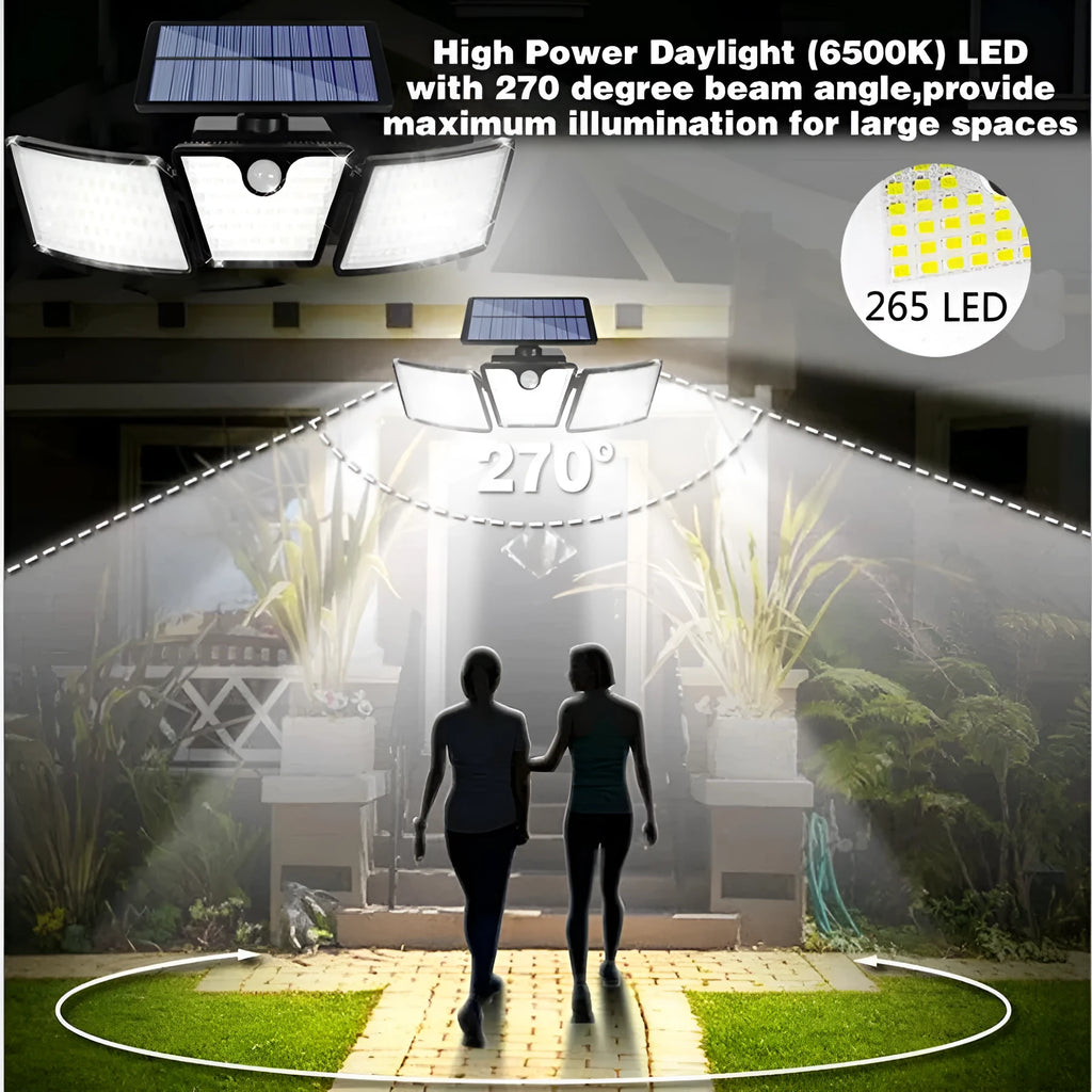 Solar light outdoor multi head human body induction in garden with ABS housing and polycrystalline silicon panel