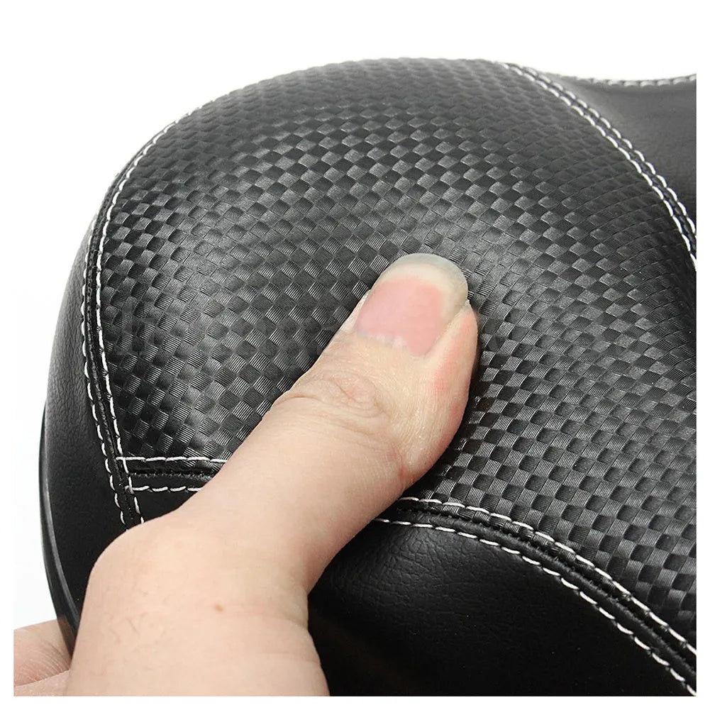 Black leather mountain bike saddle cushion for MTB cycling, practical replacement bicycle seat