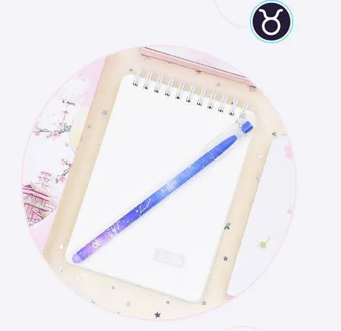 Box containing 12 colourful Constellation quick-drying gel pens for office and writing tasks.