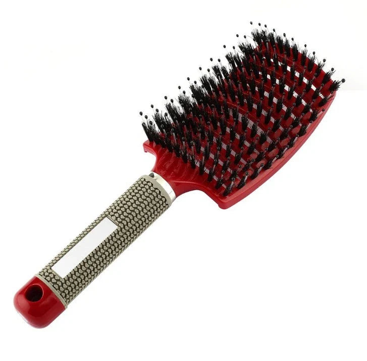 Detangling hairbrush with bristle and nylon teeth for effortless hair management and scalp massage