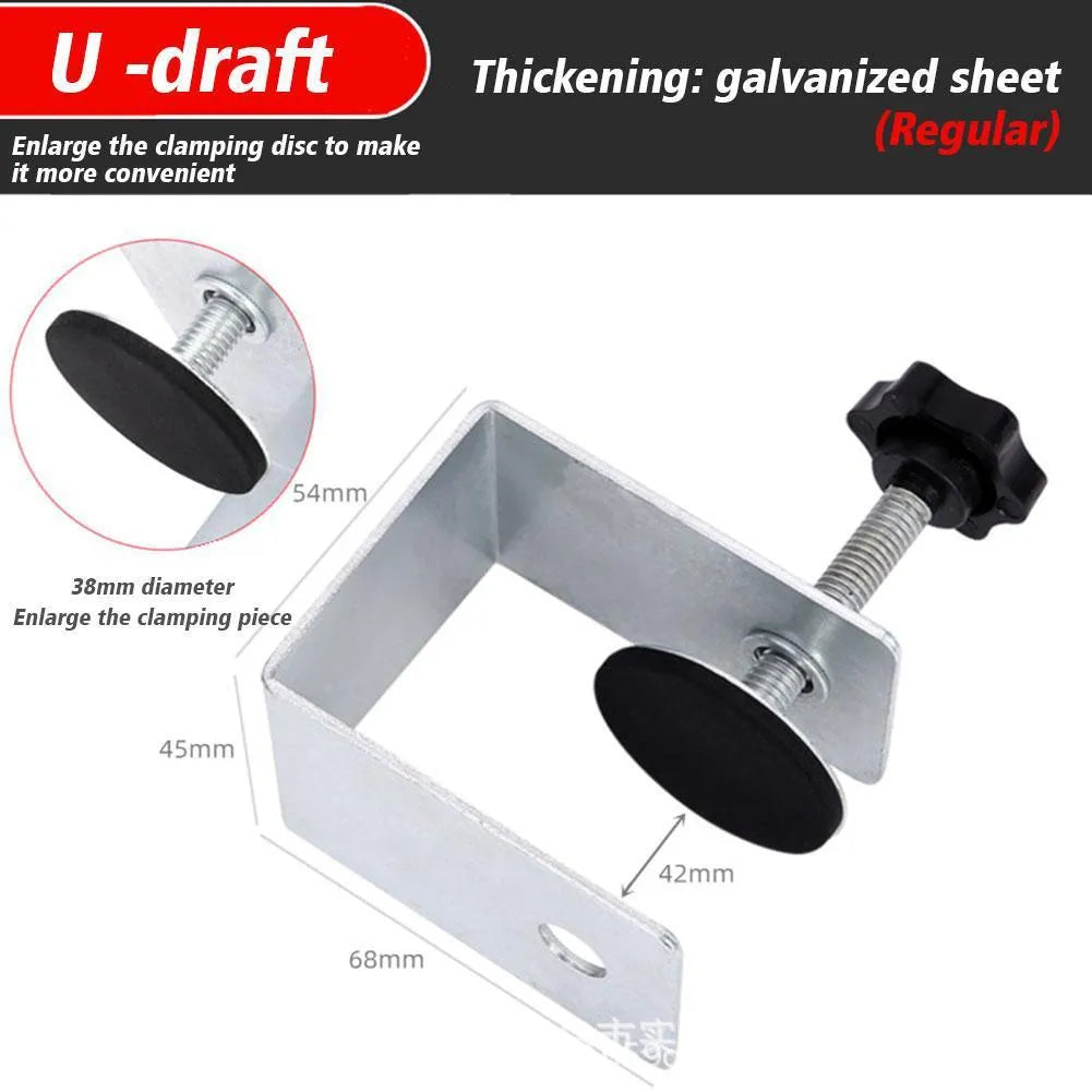 Drawer panel fixing clip set showing dual-use, three-use and U-clip formats in metal construction