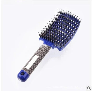 Detangling hairbrush with bristle and nylon teeth for effortless hair management and scalp massage