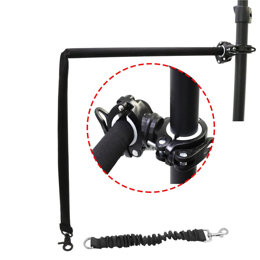 Black bicycle dog walker attachment with detachable dog chain and harness, 24 x 15 inch hard frame, 120kg load capacity