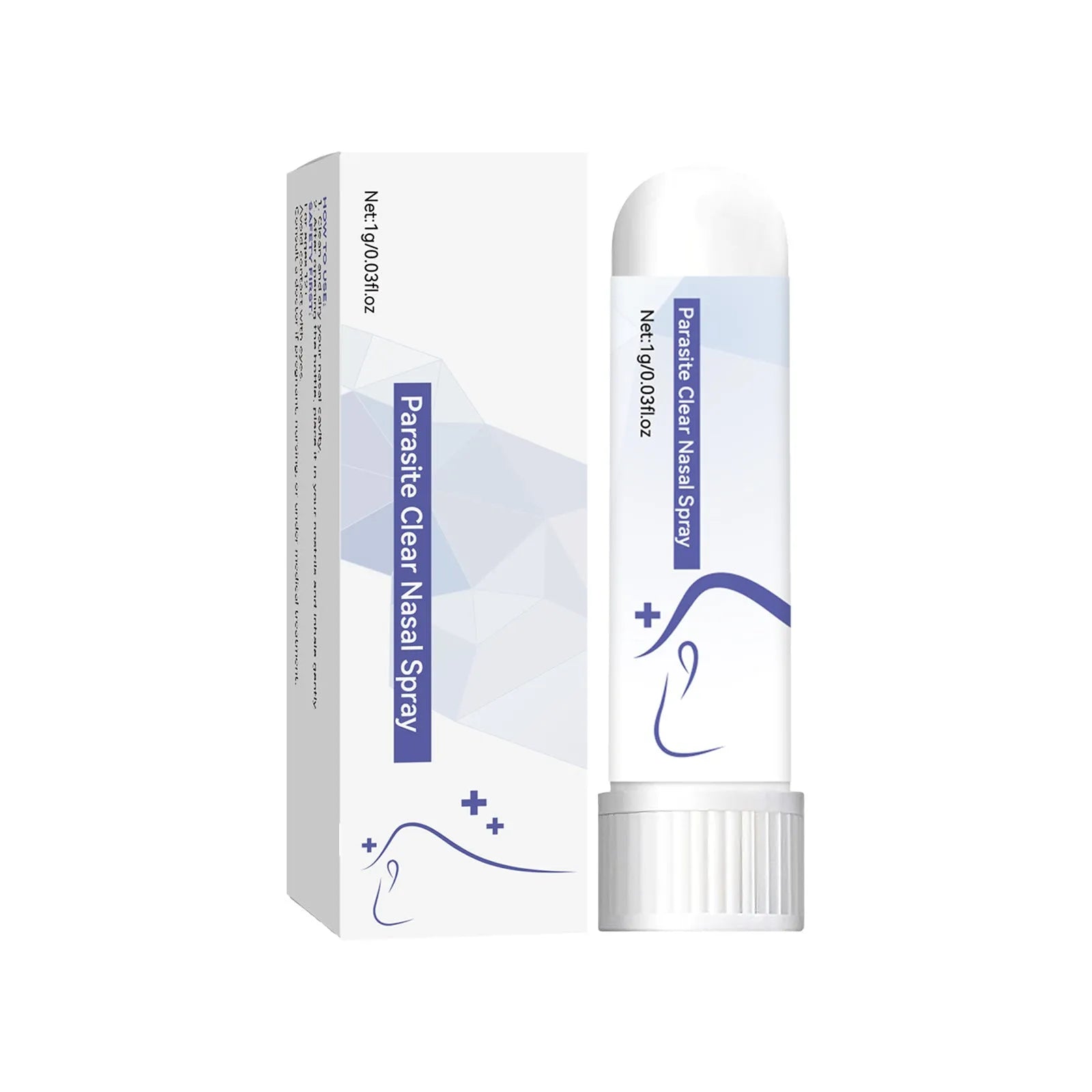 Clear plastic manual nose drain plunger suction device for adult sinus congestion relief.