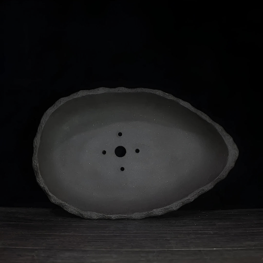 Handmade purple clay flower pot with creative shape for indoor floor-standing plants