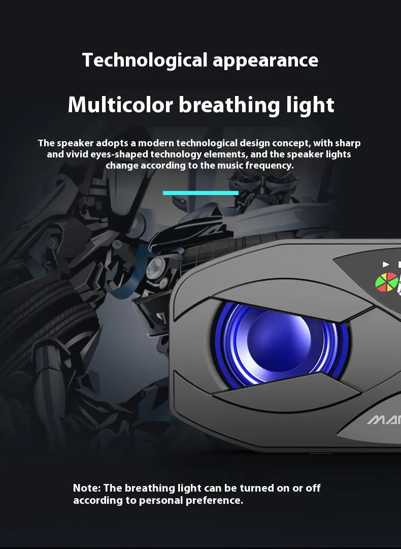 M5 Bluetooth subwoofer small speaker with colourful light, plastic body, 175x73.5x54mm