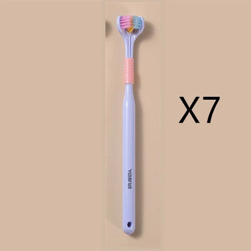 3-in-1 Soft Bristle Toothbrush with Tri-Sided Brush Head and Temperature-Responsive Bristles