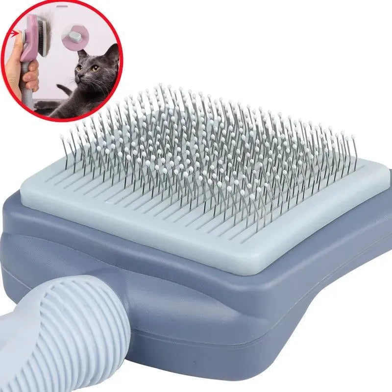 Self-cleaning dog and cat grooming brush for large dogs, knot opening massage comb in blue, pink or purple