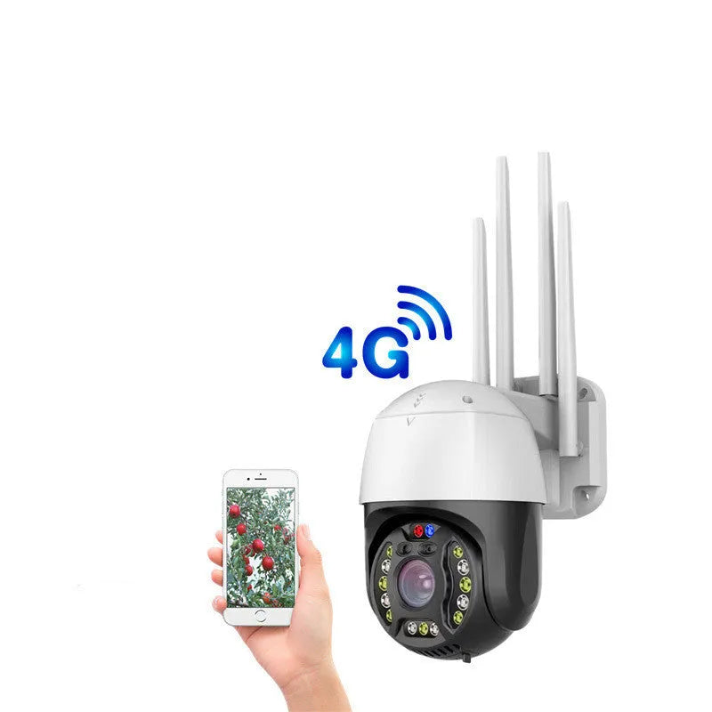 5MP outdoor dome security camera with 360-degree rotation on a white wall