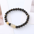 Natural obsidian Pi Xiu bracelet with zodiac motifs in ethnic retro style for men and women