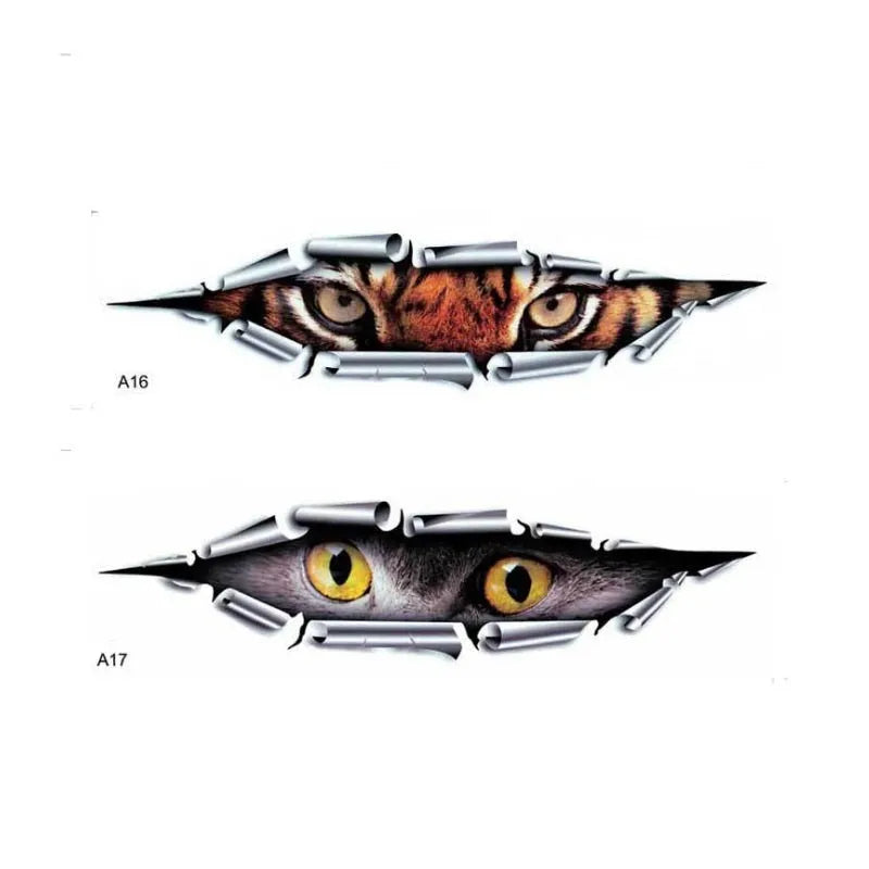 35cm long 3D car sticker with tiger eye or eagle eye design for automotive bumper decoration