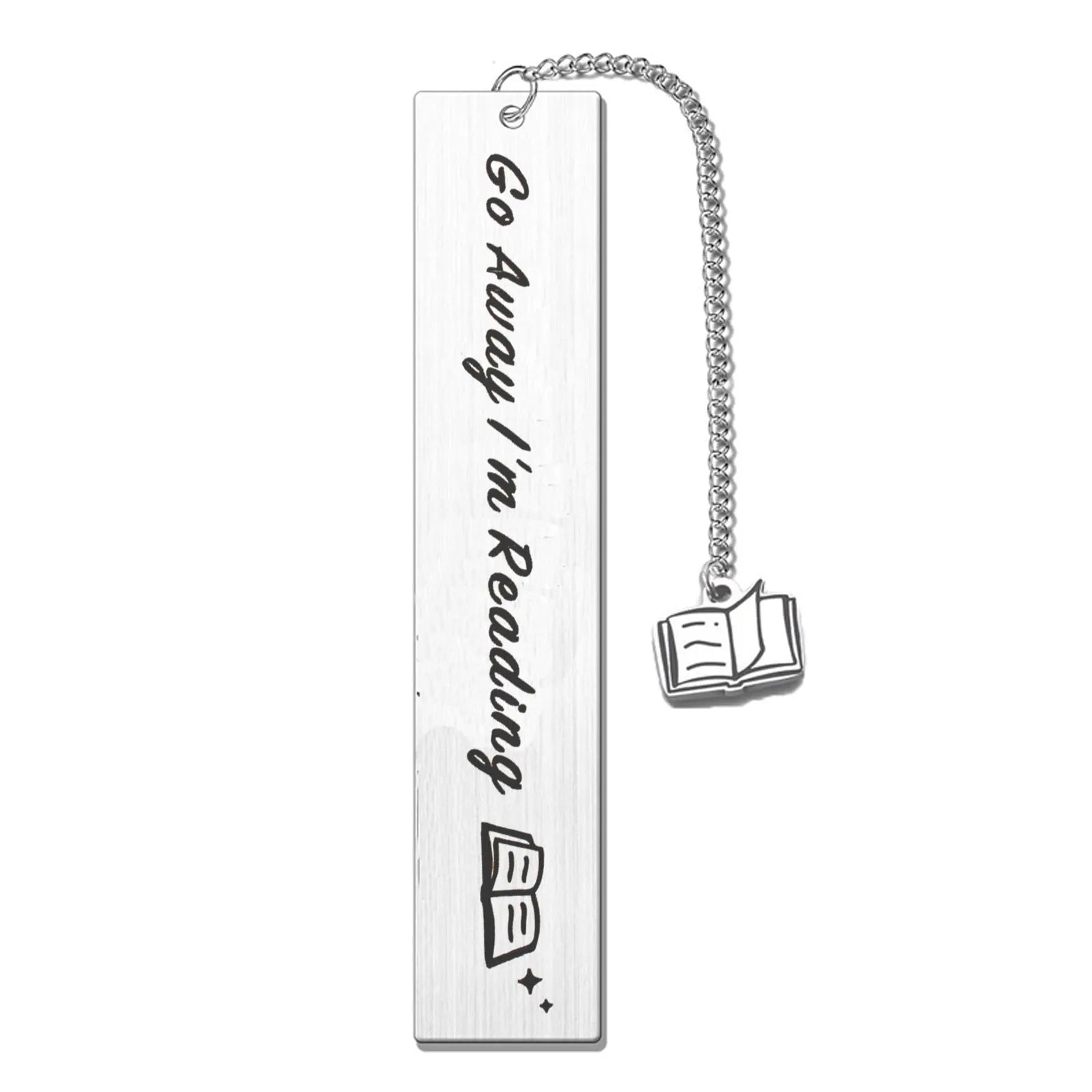 Stainless steel tassel bookmark in five colours, shown with its gift box.